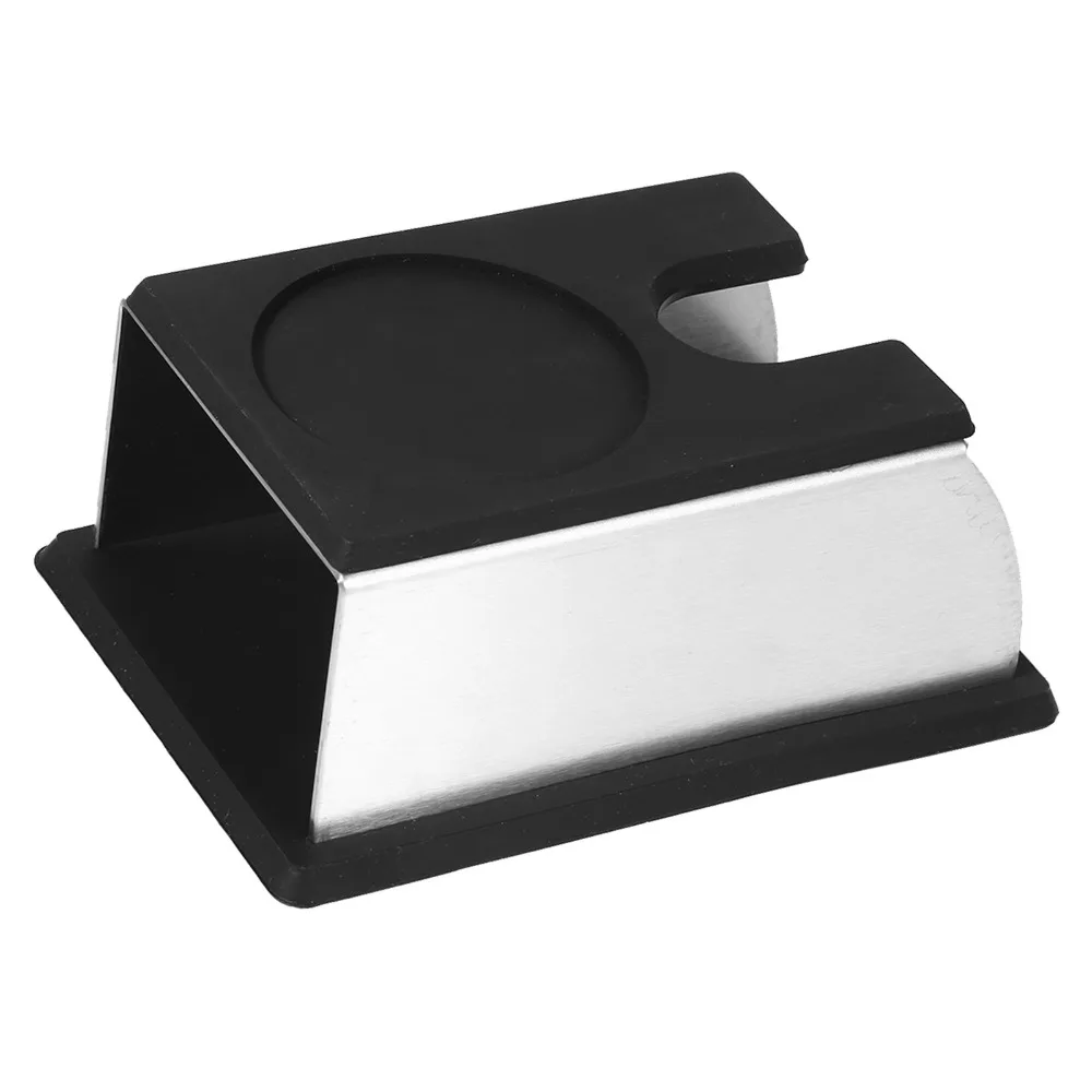 

Держатель для кофейного тампера из нержавеющей стали с черной силиконовой подставкой для кофейного порошка, прочный, нержавеющий, для домашнего использования