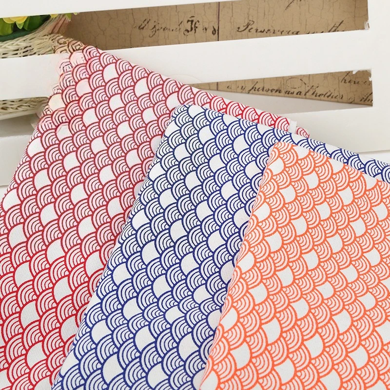 0.5/1/2Yards Blue Retro Japanese Canvas Fabric Polyester Cotton Chinese Printed for DIY Sewing Bags,Tablecloth,Curtain Handmade
