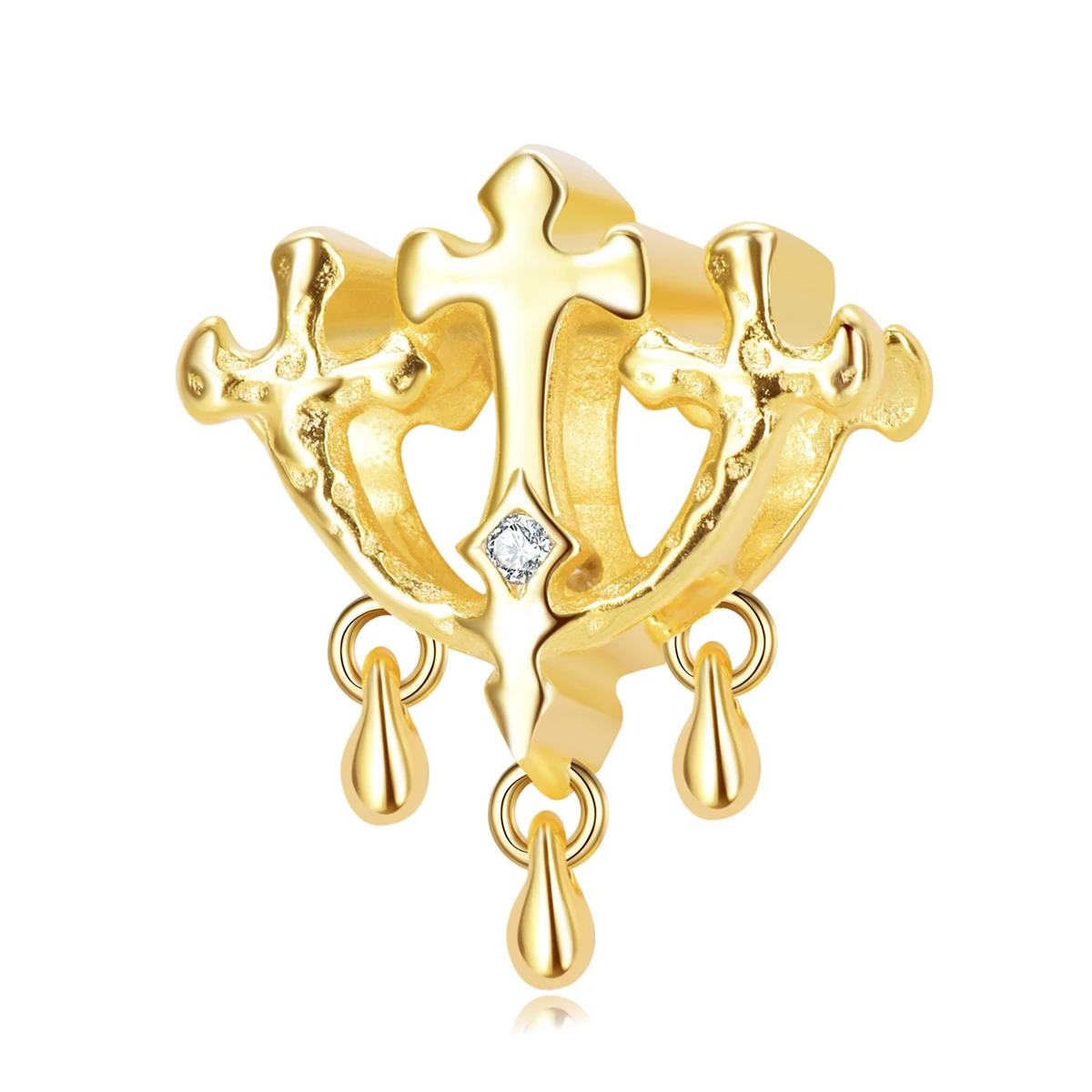 

PANQDIY 925 Sterling Silver Charm Beads Sparkling Gold Plating Anchor Inlaid Zircon DIY Jewelry Charms Bracelets for Women Gift