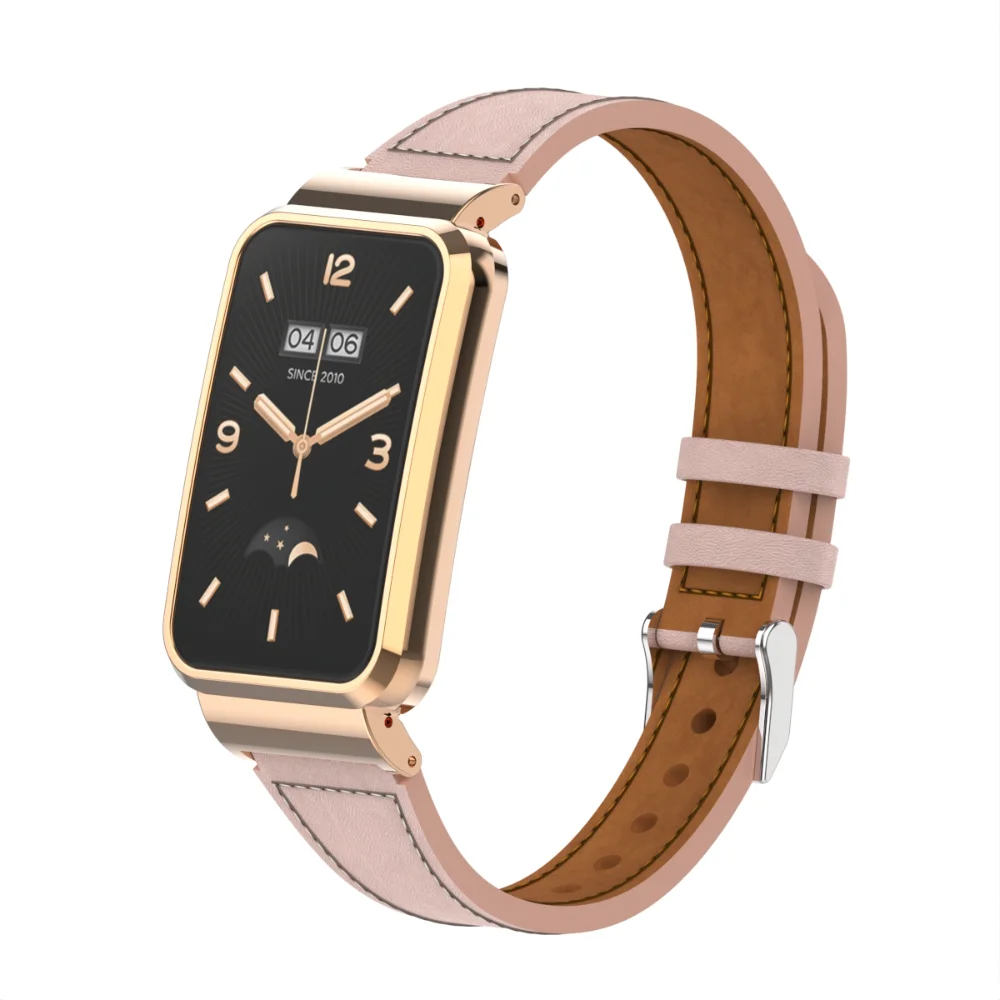 Leather Strap + Metal Case for Xiaomi Mi Band 7 Pro Bracelet Metal Protective Sleeve Correa for Mi Band 7 Pro Replaceable Belt