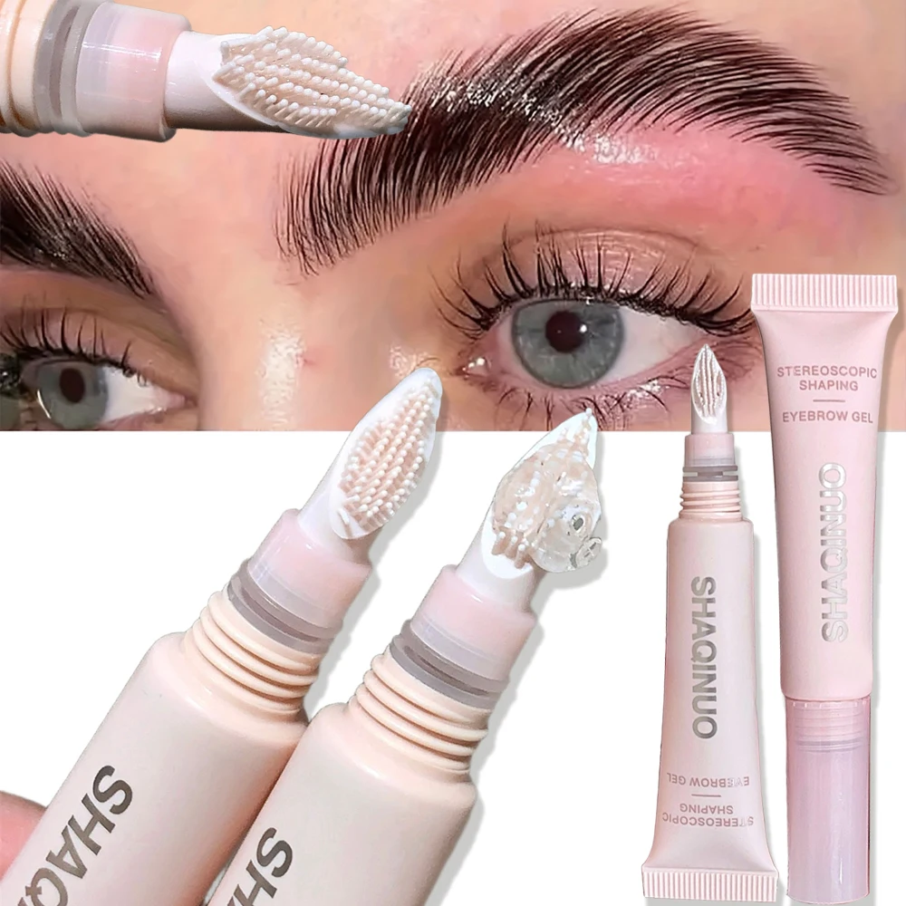 Gel para cejas 3D, resistente al agua, a prueba de manchas, estilismo y modelado de cejas con cepillo de silicona, sujeción duradera para un maquillaje durante todo el día