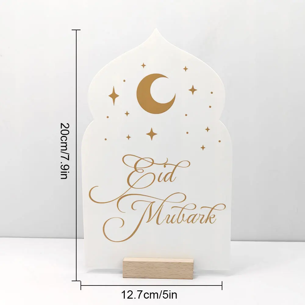 Reusable Acrylic Ramadan Calendar Board Wooden Base Table Ornament Mubarak Eid Advent Day Suhoor Iftaar Countdown Gifts with Pen