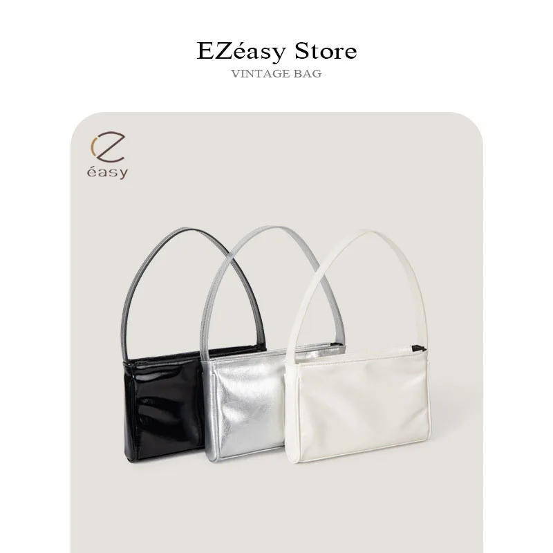 

EZeasy Light Luxury Niche Designer Bags for Women Original New Lacquer Leather Shiny Surface Small Square Bag Shoulder Bag