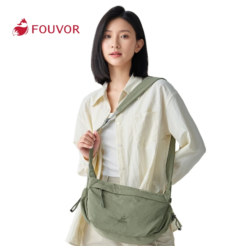 

Fouvor Single Shoulder Bag Waterproof Durable Nylon Buckle Side Shrinkage Pouch Handbag Smooth Lining Woman‘s Canvas Bag 3059-09