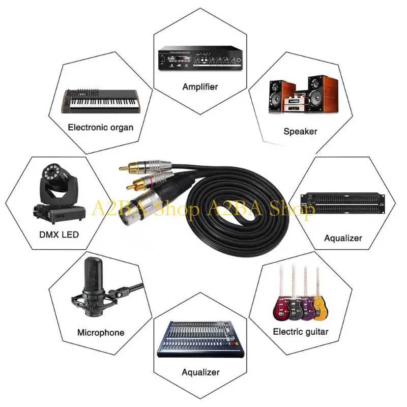 A2BA 2RCA to XLR Sound Cable for Recording Space Wiring, PET Coating, Single Cable Pack for Home and Stage Sound Setups