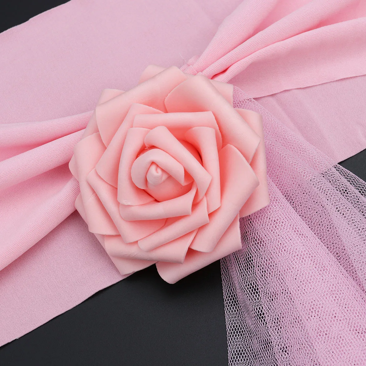 

Chair Sash in Pink for Wedding Party Birthday Christmas Decorations Elegant Tulle Bowknot Table Runner Banquet Chair Cover