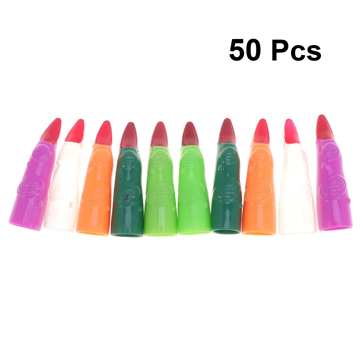 

50 Pcs Plastic Fingernail Claws Masquerade Fake Finger Nails Trick Props Halloween Cosplay Costume Party Assorted Color