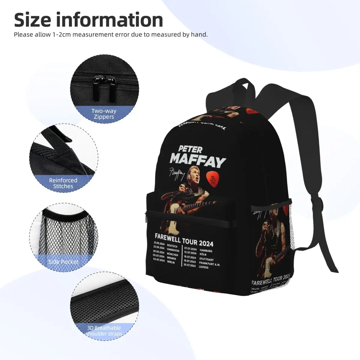 Bruce Springsteen Trip Tour We Love Rock Student Backpack Tas Sekolah Hiking Travel Daypack untuk Pria Wanita Tas Buku Tas Bahu