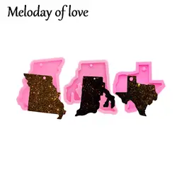 Shiny 50 U.S. States Texas/New Jersey/Missouri DIY Resin Molds Clay Silicone Mold for Keychain, Fondant Chocolate Tools DY0201