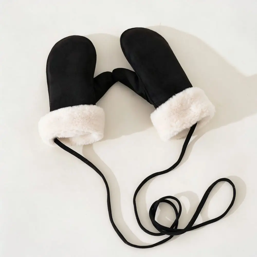 For Fanxingke Winter Warm Mittens Suede Thickened Fleece Lined Windproof Gloves Hanging Rope Large Size Outdoor Sports