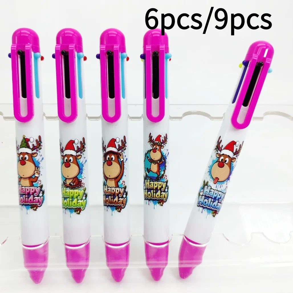 

6pcs/9pcs Christmas Deer Atmosphere Theme Ballpoint Pen Student Writing Signature Suitable for Holiday Gifts