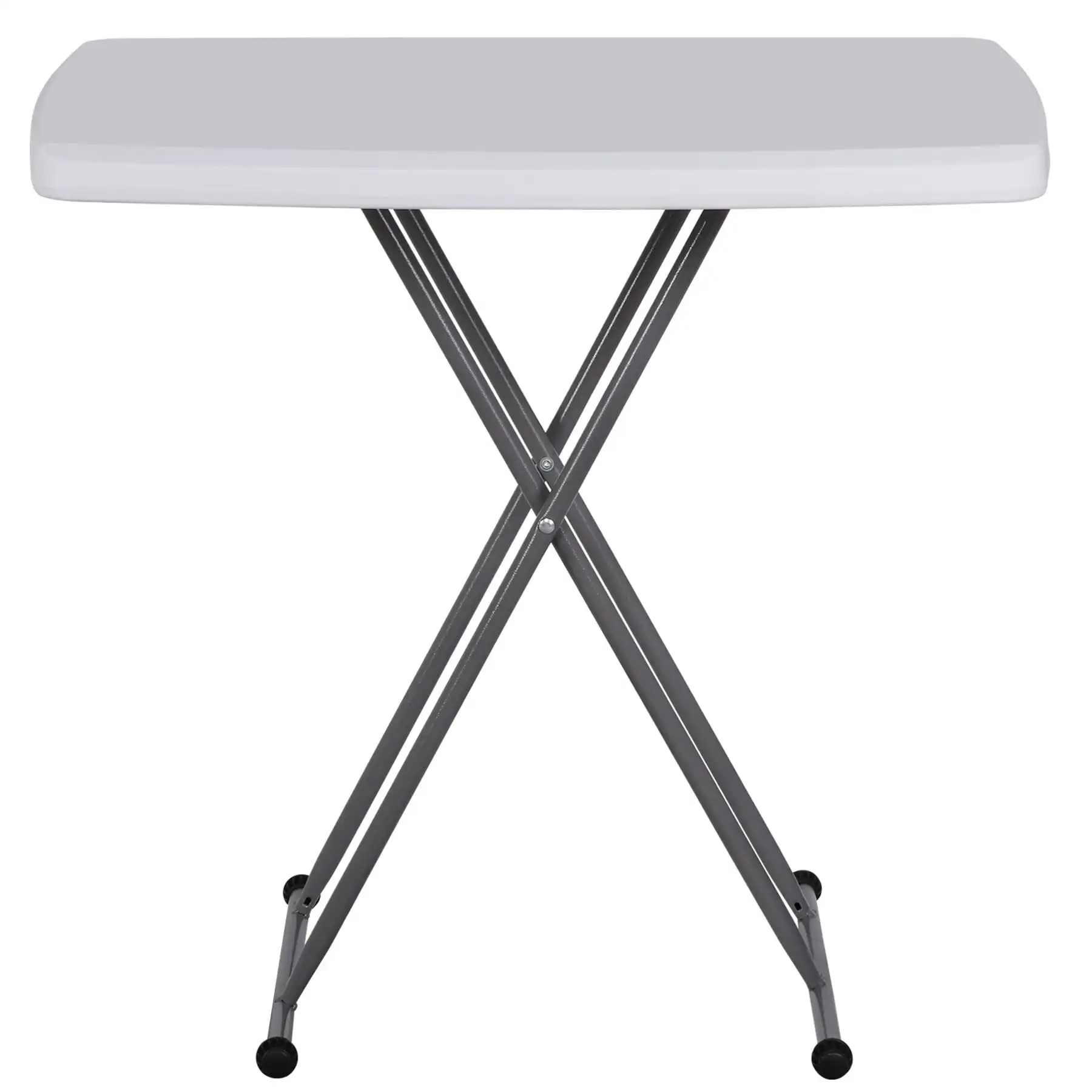 

Height Adjustable Table Metal Frame HDPE Foldable Desk TV Tray for Home Office White