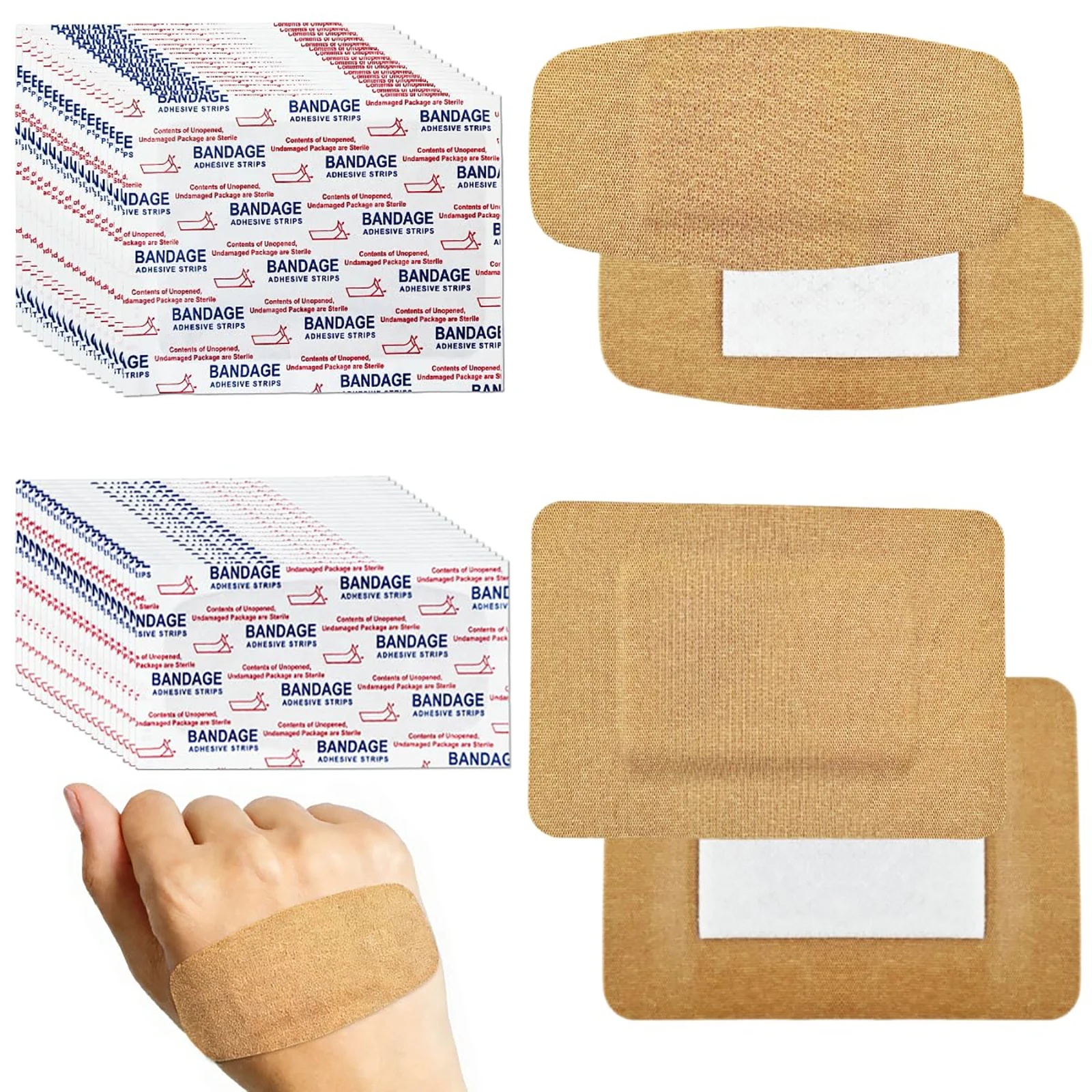 20/40Pcs Mixed Elastic Fabric Bandages 2 Sizes 70*54mm & 100*50mm Breathable Adhesive  Wound Patches for Daily First Aid Use