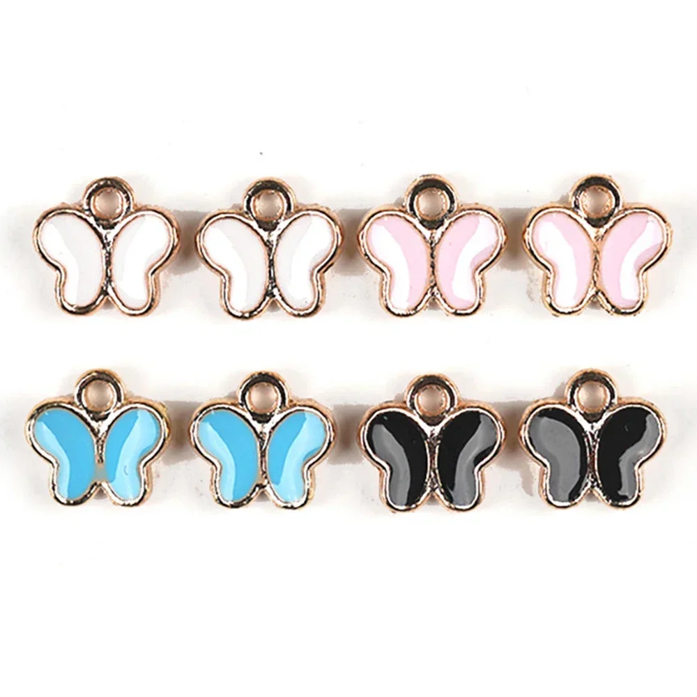 10pcs Color Spray Painting Butterfly Alloy Charm Pendant  Accessories Fashion Enamel Charm 8*8mm