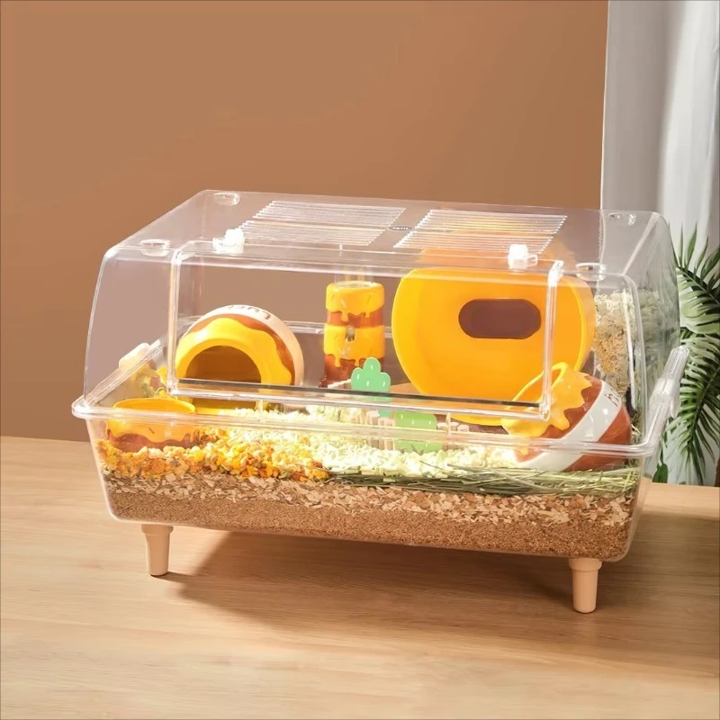 Hamster cage plastic transparent gold bear flower branch mouse cage special cage escape house large space luxury villa