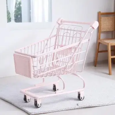 

1pc Cute Mini Shopping Cart Small Supermarket Trolley Desktop Storage Organizer Desk Decor For Home Office Bedroom Kitchen Gift