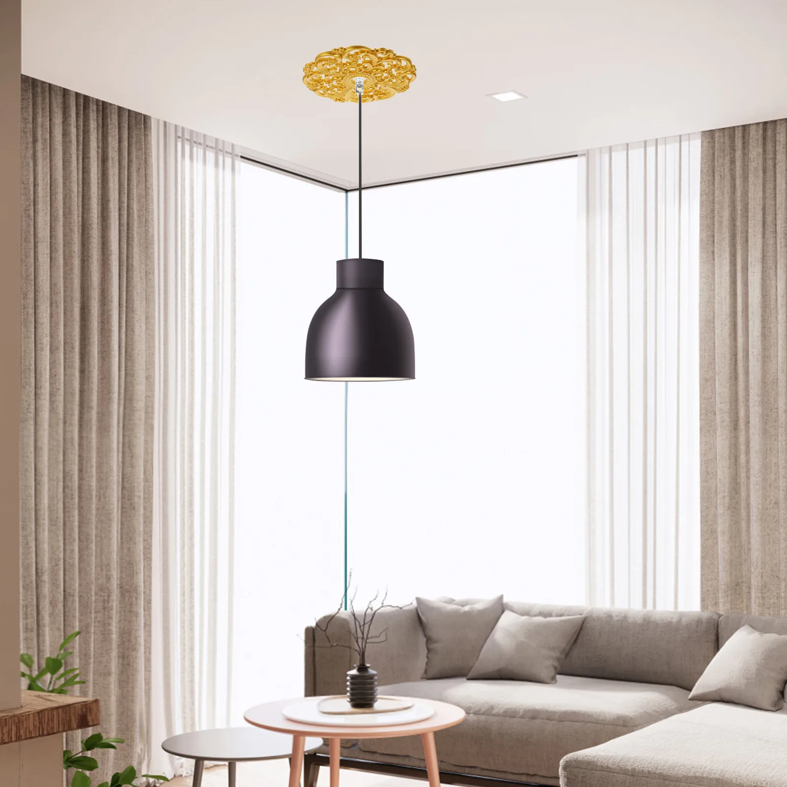 Ceiling Light Medallion Ring Premium Round Decorative Medallion for Chandelier Fan Lamp Sturdy Impact-Resistant Long-Lasting