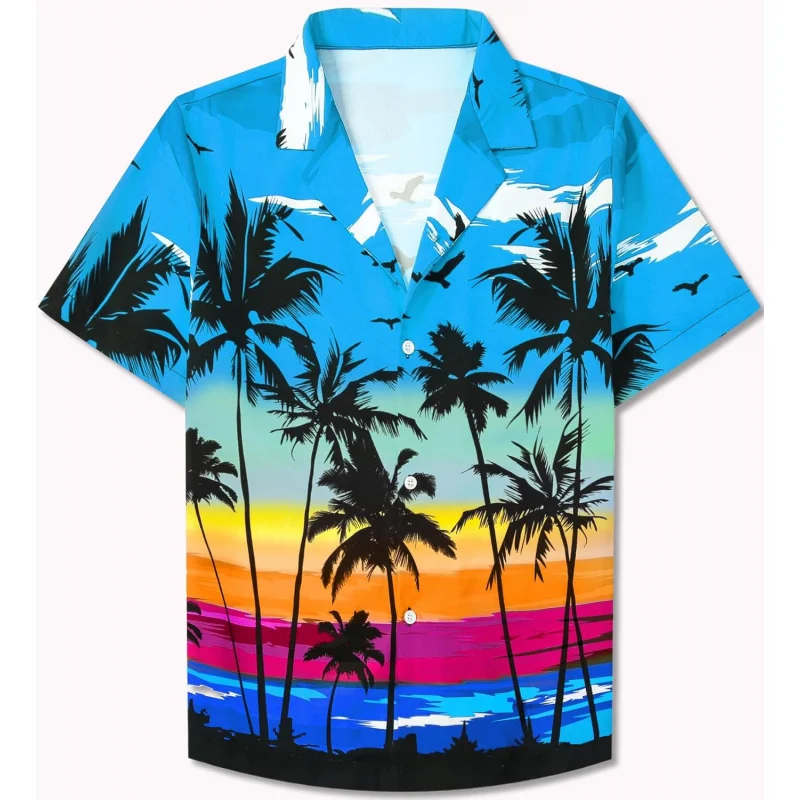 

Short Sleeve Floral Aloha Hawaiian Shirts Matching Family Outfits Dad Son Button Down Beach Casual Tops
