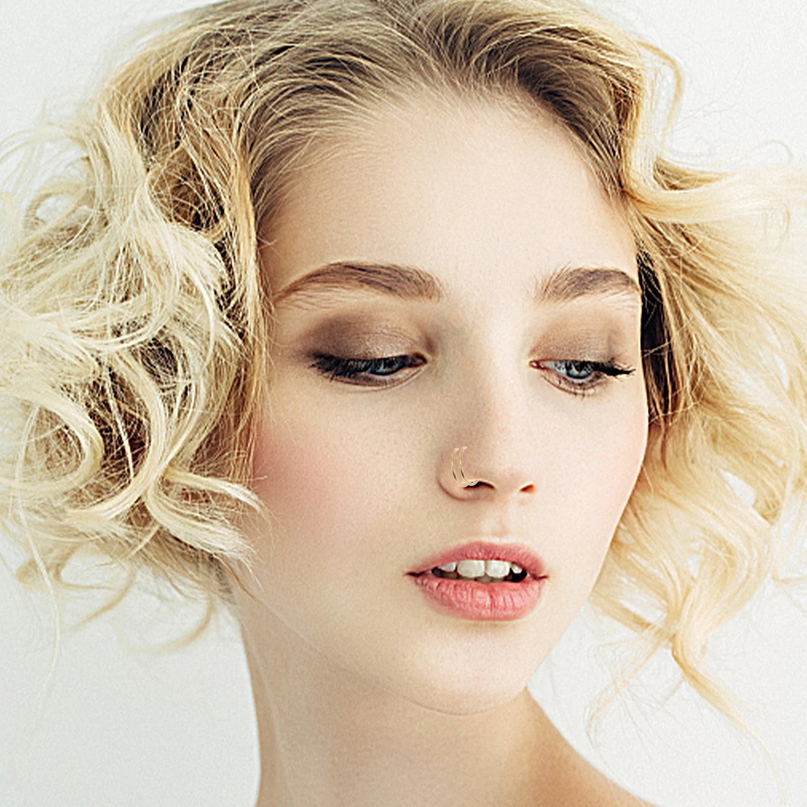 

2Pcs Spiral Nose Rings Elegant Temperament Fashion Accessories No Pain Easy Wear Remove Safe Skin Friendly Adjustable