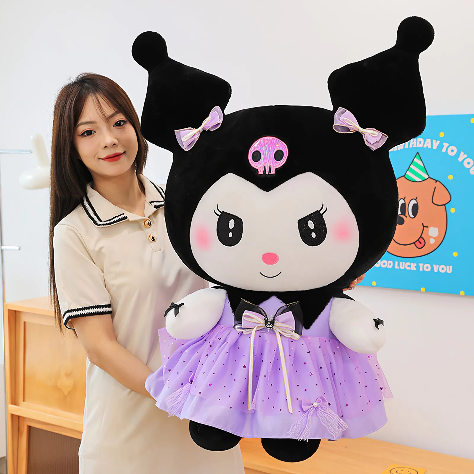 

60 см милая плюшевая игрушка Sanrio Kuromi кавайная моя мелодия пара газовая юбка мягкая набивная кукла декоративная подушка большой размер девочка подарок на день рождения