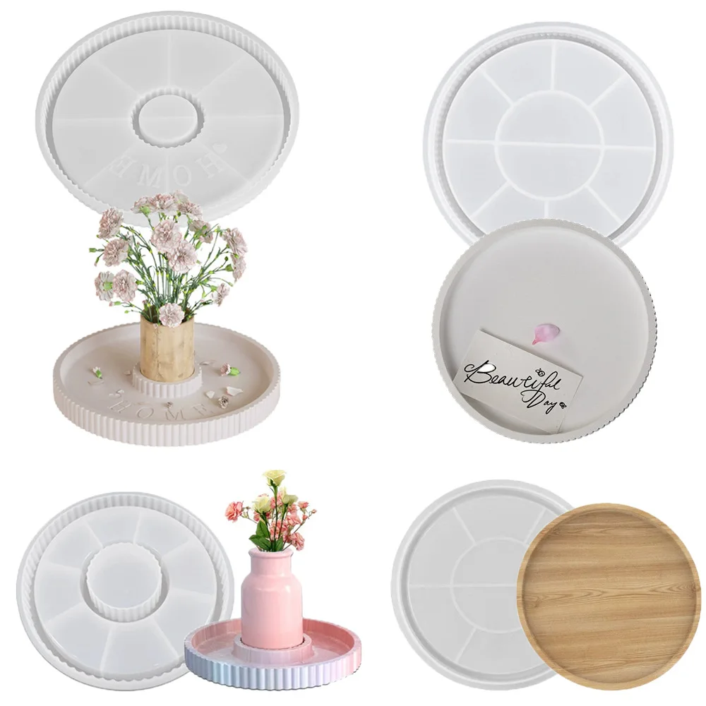 

Форма для круглого полосатого подноса, силиконовая форма, кристаллический капельный клей, сделай сам, полый лоток для хранения, блюдо, гипсовая смола, формы для орнаментов, Рождество