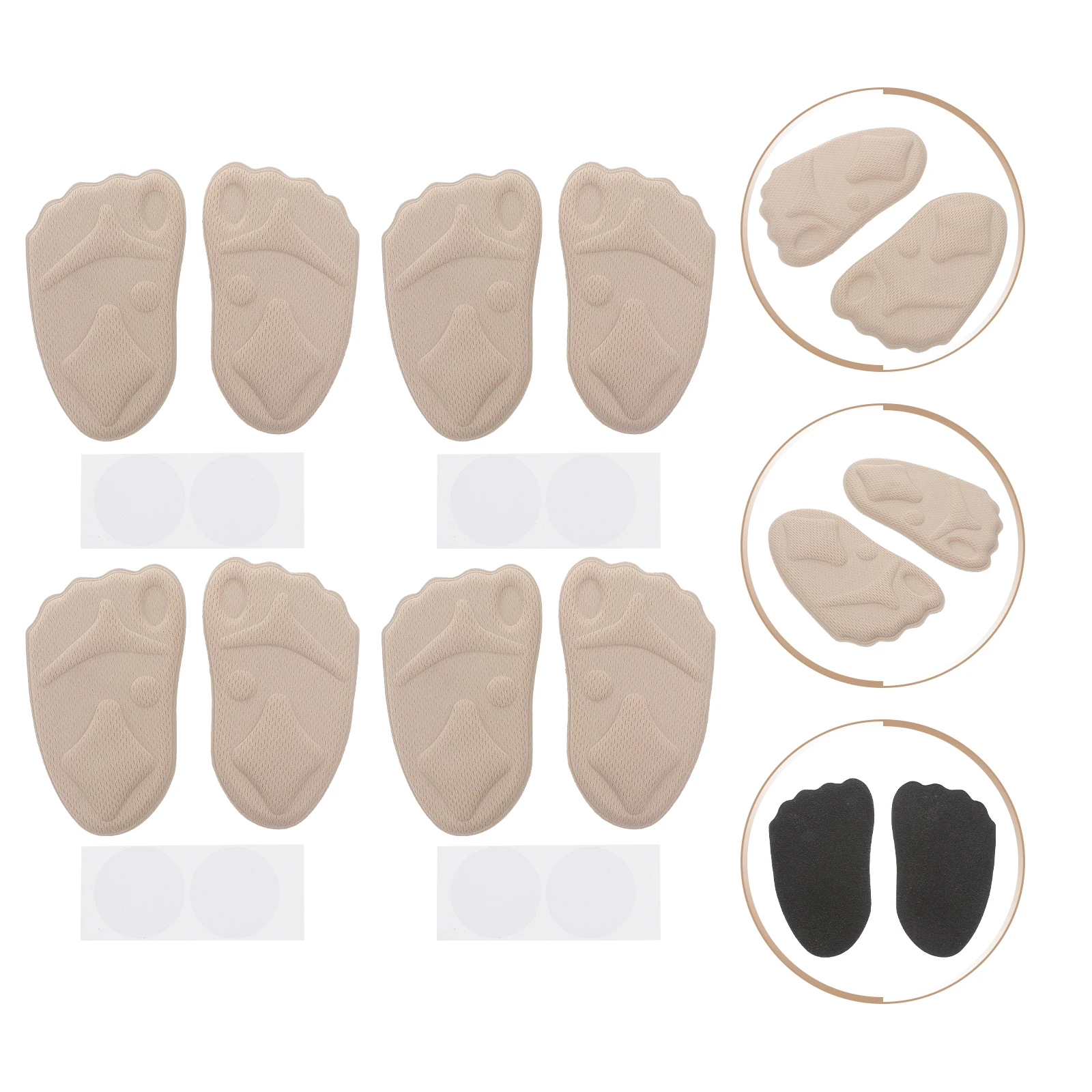 8pcs Forefoot Cushion Pads Foot Care Tool Invisible Insoles For High Heel Pain Relief Shoe Inserts Front Foot Pads