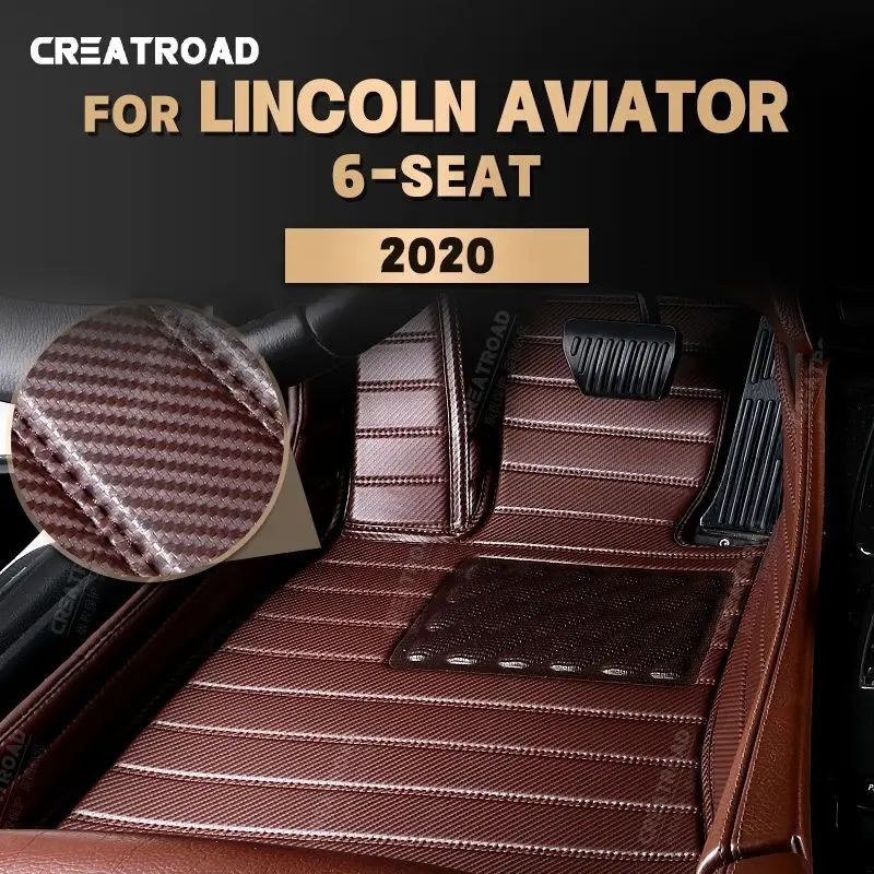 

Custom Carbon Fibre style Floor Mats For Lincoln Aviator 6 Seats 2020 Foot Carpet Cover Automobile Interior Accessories