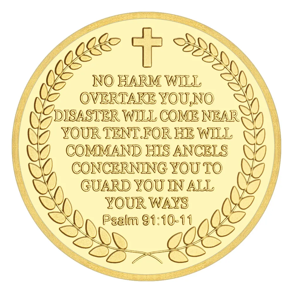 عملة رئيس الملائكة مايكل التذكارية المحظوظة المطلية بالذهب اللون ميدالية الملاك الحارس عملات قابلة للجمع #4