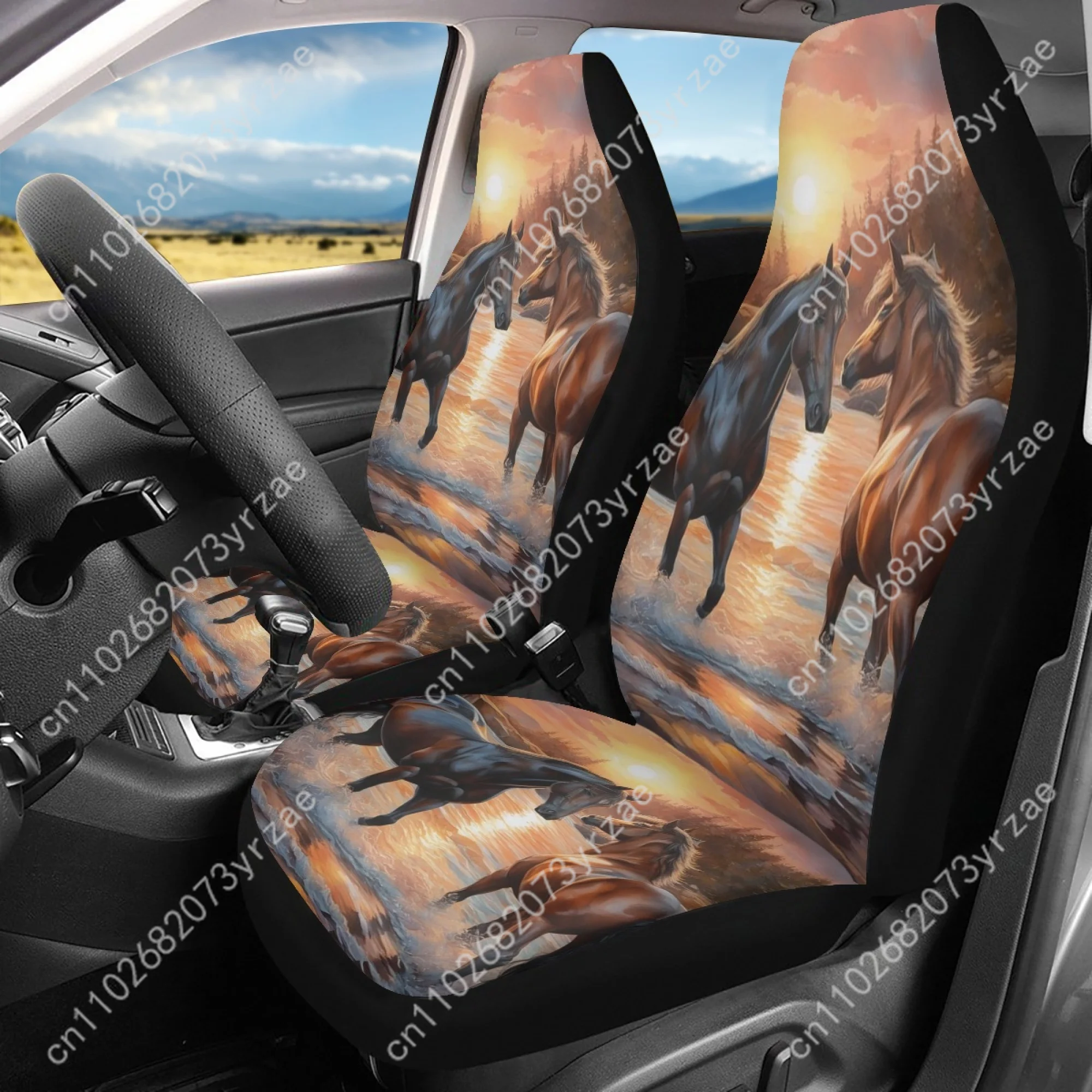 

Horse Print Car Seat Covers Universal Environmentally Friendly Interior Decorations Comfortable Breathable Car Seat Covers