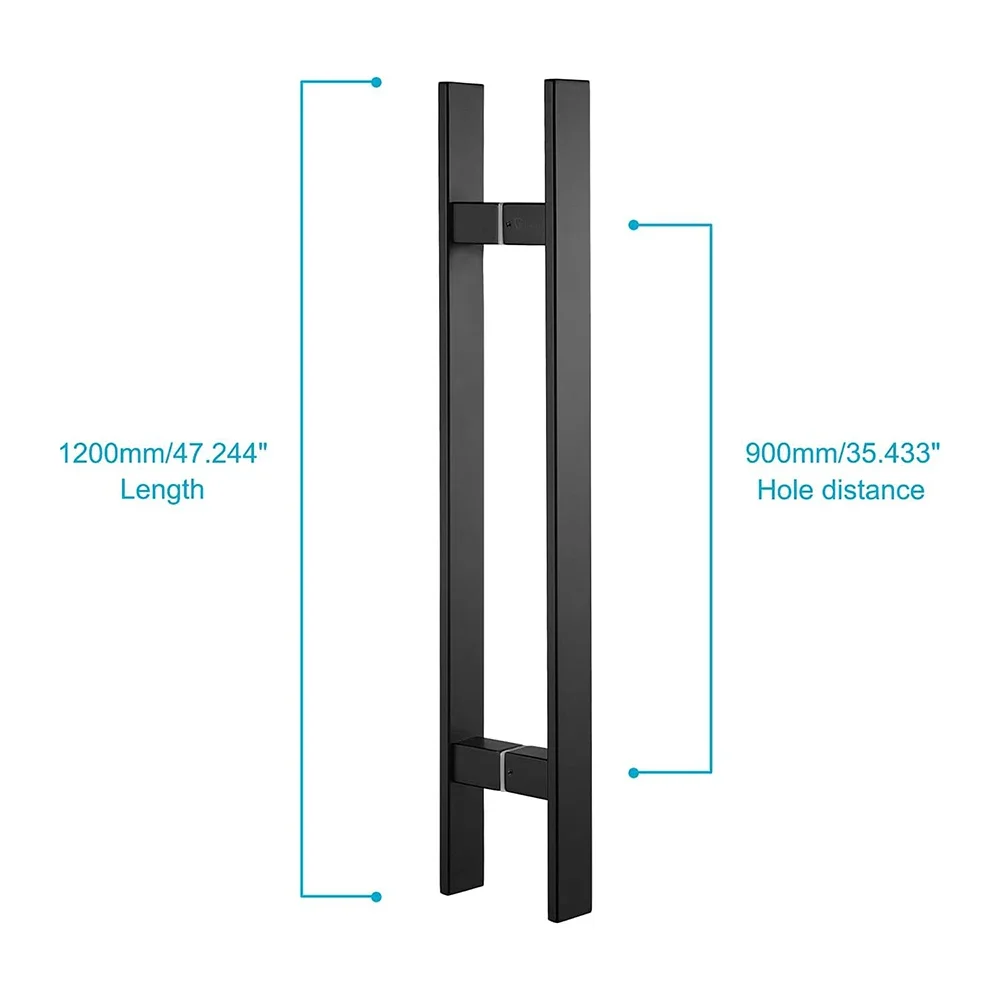 48 inch square sliding push-pull handle 304 commercial matte black French door handle barn glass door