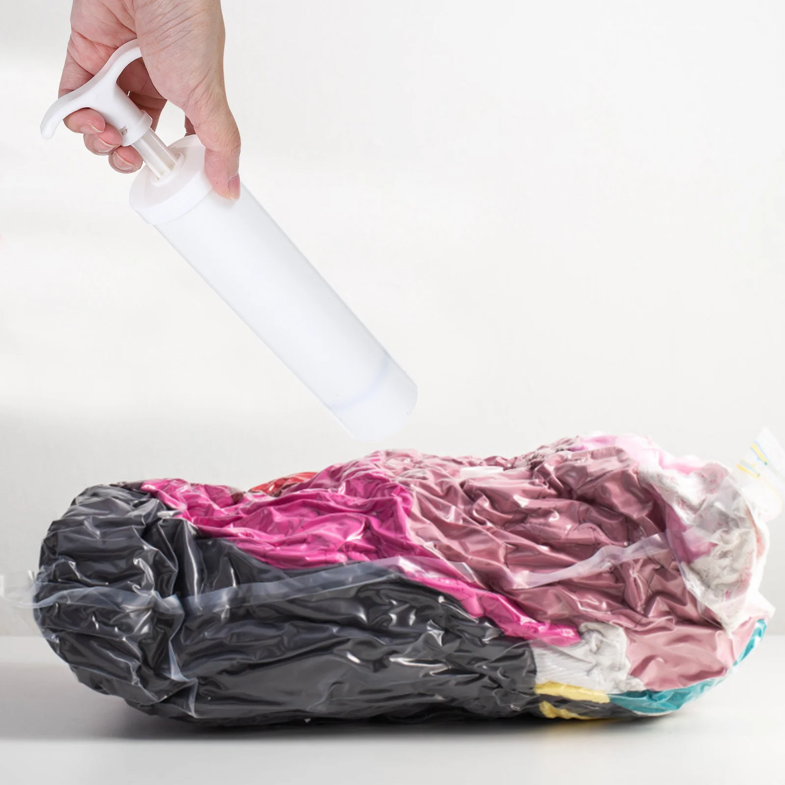Bomba de bolsa de vacío Manual portátil para ropa, bolsas de almacenamiento Jumbo de viaje, funciona a mano, diseño práctico y seguro, ligero y compacto