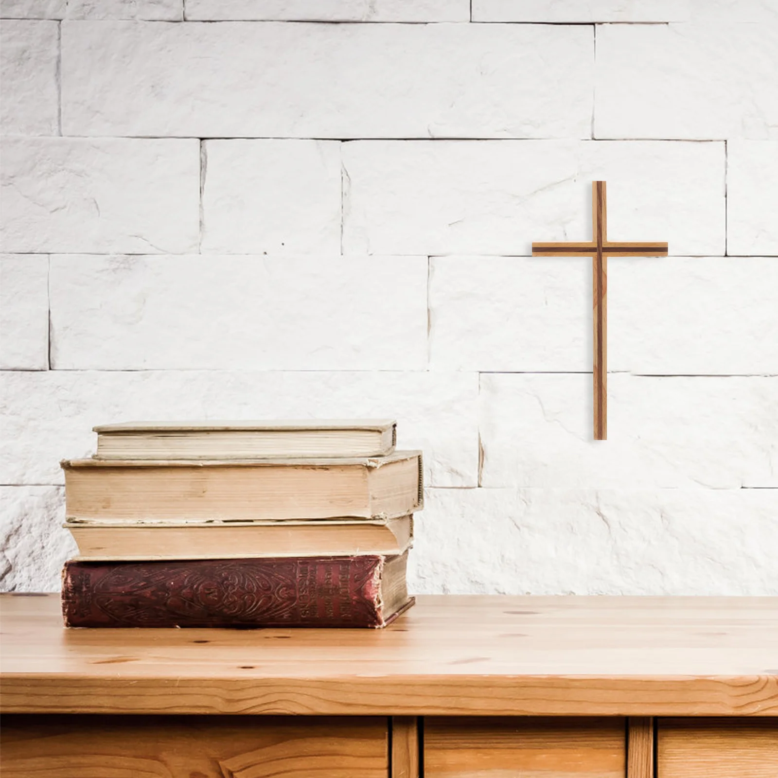 

Wood Wall Cross Hanging Ornament Retro Small Cross Craft Decoration for Home Office Church Religious Rustic Charm