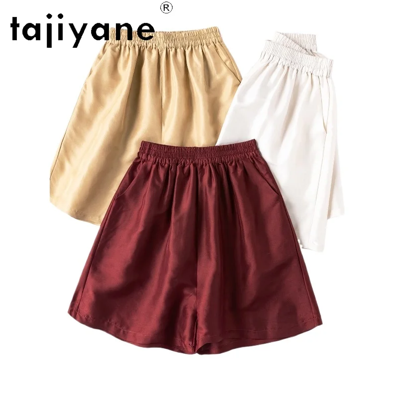 

TAJIYANE 100% Natural Mulberry Silk Women's Shorts Summer Casual Baggy Short Solid Color Short Pants Woman Clothing 2026 шорты