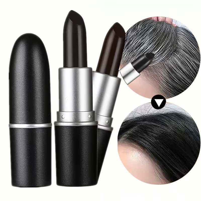 Black Brown Disposable Temporary Hair Dye Pen Lipstick Style White Hair Coverage Hair Coloring Dyeing Chalk Quick Hair