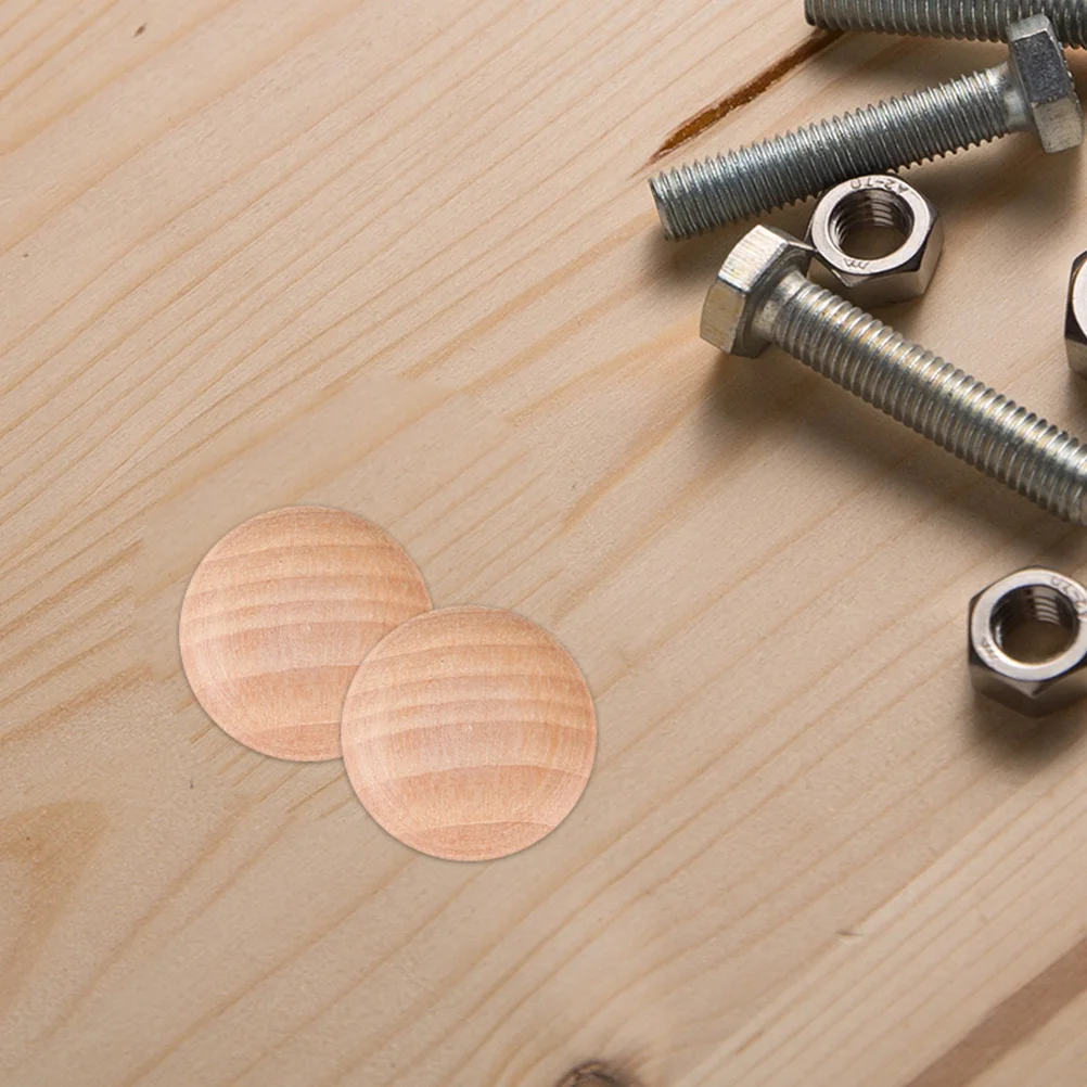 

100Pcs Wood Plug Durable Wooden Screw Hole Caps Flat Head Wood Button Plugs Practical Covers for Furniture Boxes Handrails