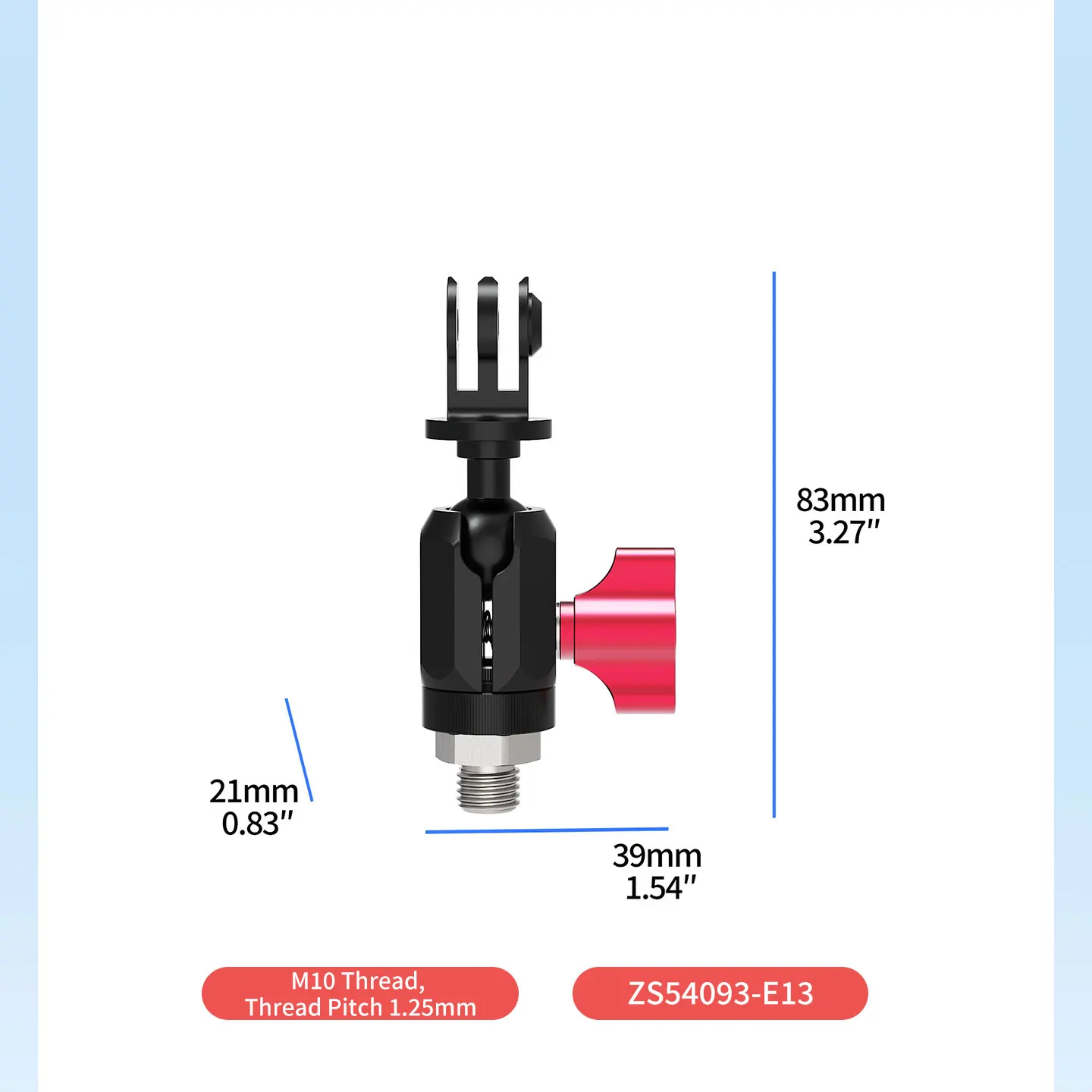 Aluminium-Action-Kamera-Halterung 2kg Traglast 3-Punkt-Adapter 17mm Kugelkopfklemme für GoPro Insta360 DJI OSMO Motorrad Fahrrad Stativ – Detail 21