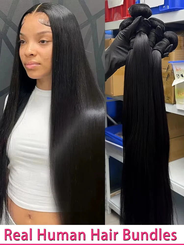 JOPEAR tissage cheveux humains droites faisceaux brésilienne Real human hair couleur naturelle cheveux humains double trame brésilien 30 36 pouces Remy extension cheveux humain pour les femme