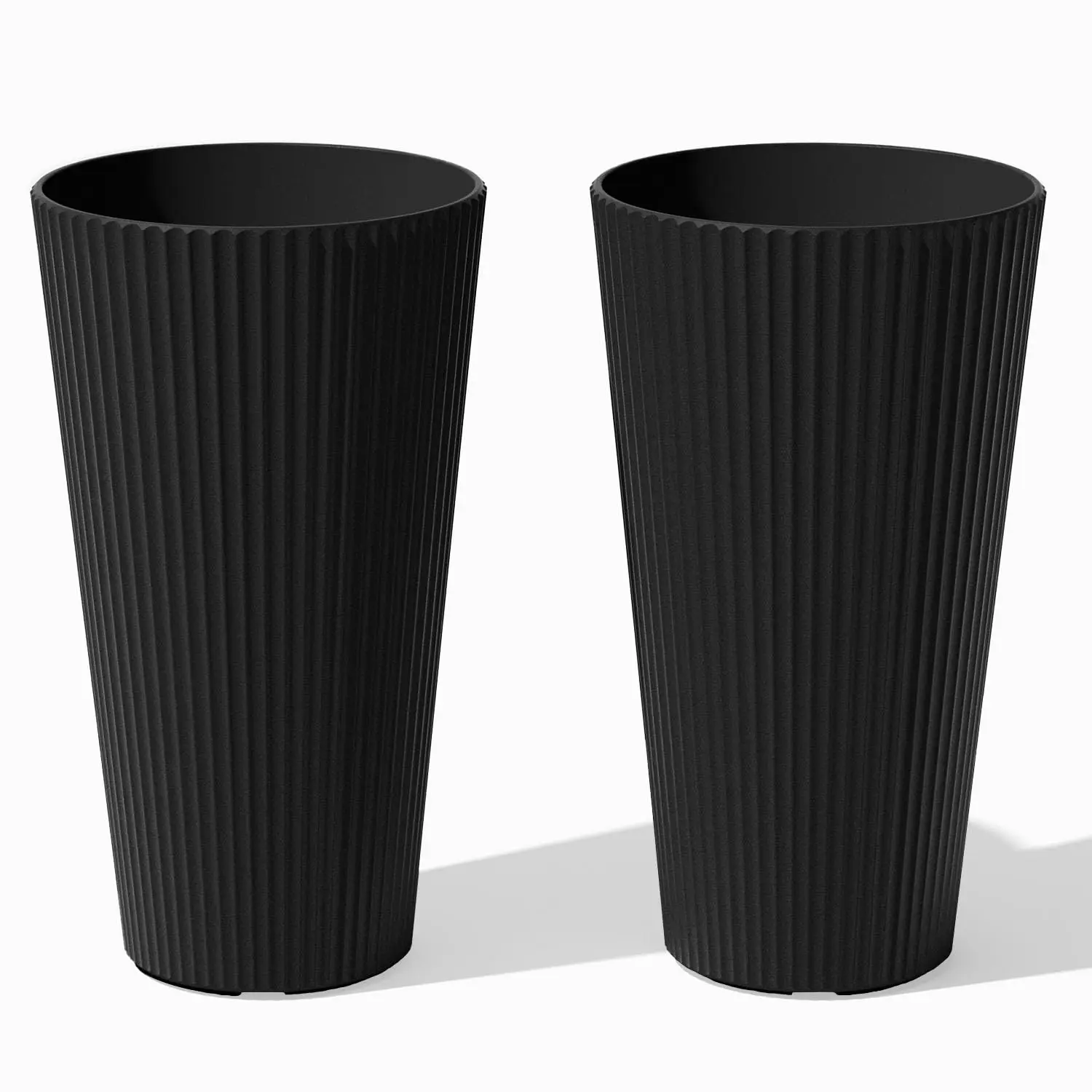 Demi Series Tall Planter - Tall Tapered Outdoor Planter with Shelf