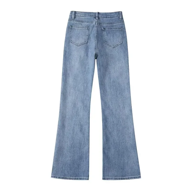 Retro Men\'s Flare Jeans Pants Loose Summer Classic Fashion Casual Comfortable Boot Cut Denim Trousers Streetwear Clothing H5