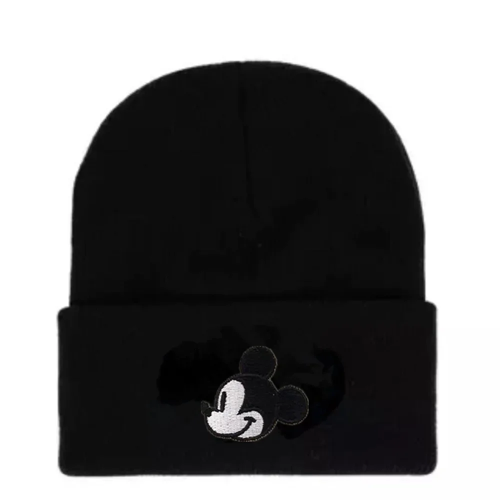 Embroidery Cartoon Mickey Beanie Hat Women Men Knitted Warm Winter Hats For Women Men Solid Hip-hop Casual Cuffed Beanies Bonnet