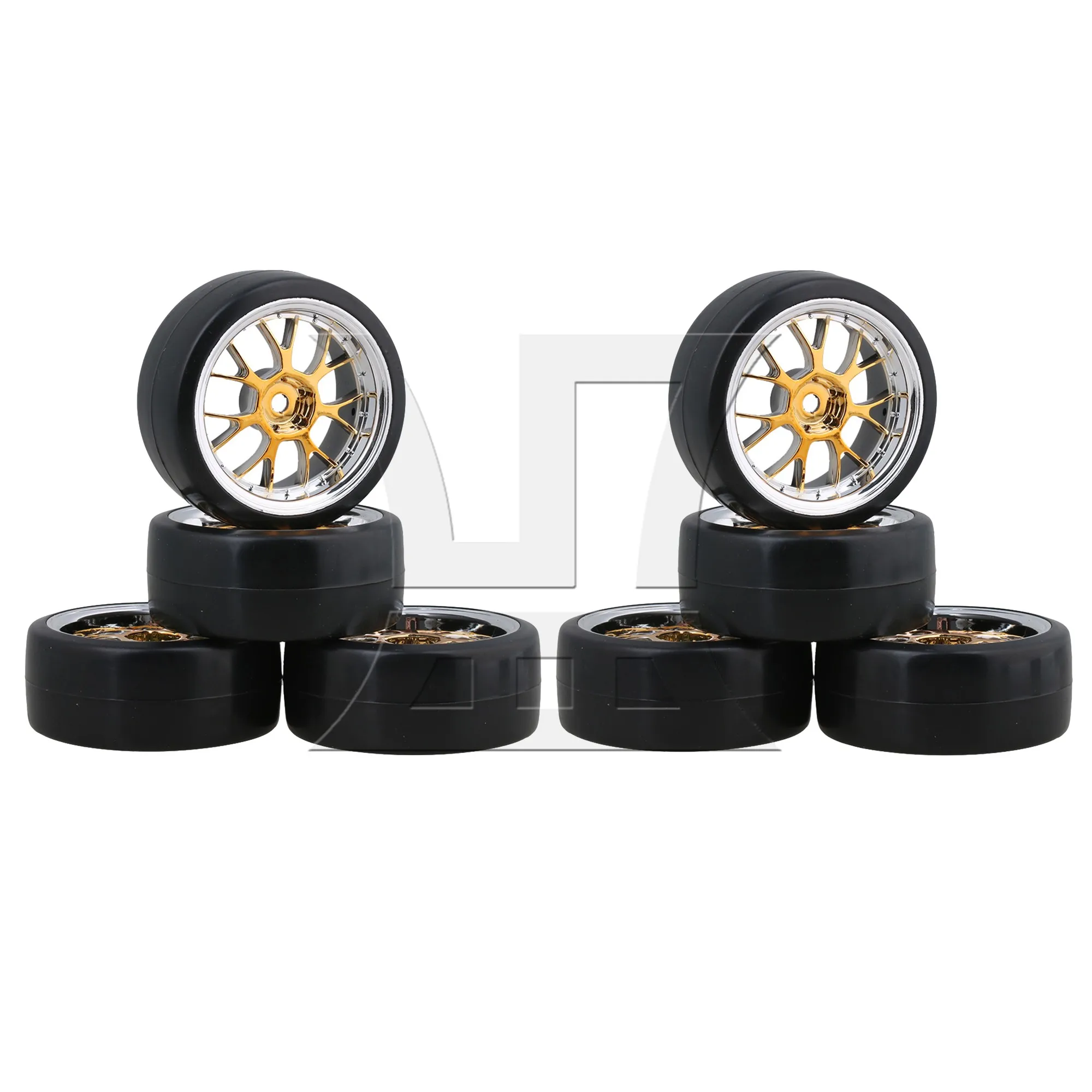 8 Pcs Plastic Wheel Rims 0.47inch w/ Tire for RC1:10 Model On Road Car