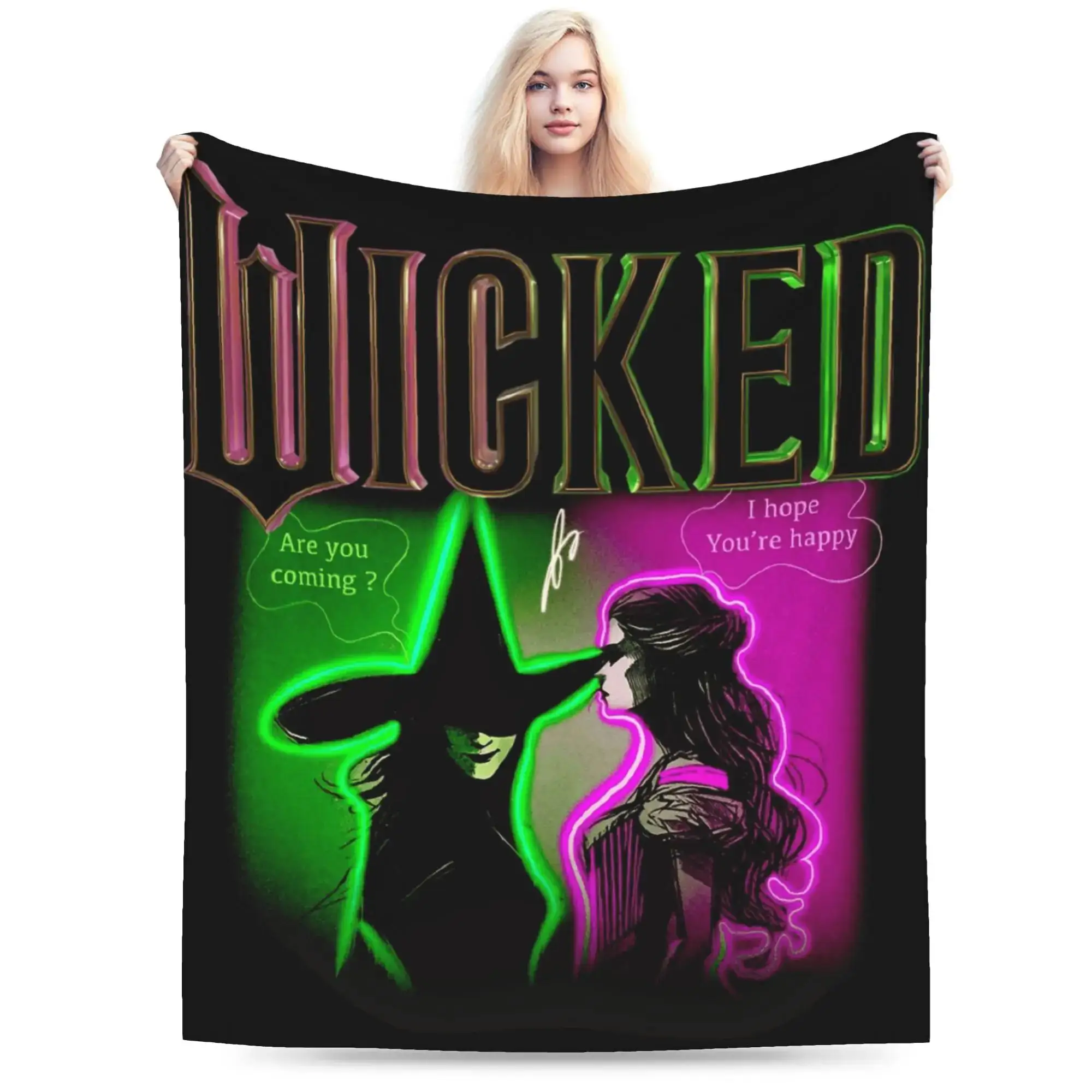 

Плюшевый плед Wicked For Good с принтом принцессы и ведьмы, теплый, эстетичный, фланелевый, для спальни, покрывало для кровати для мальчиков и девочек