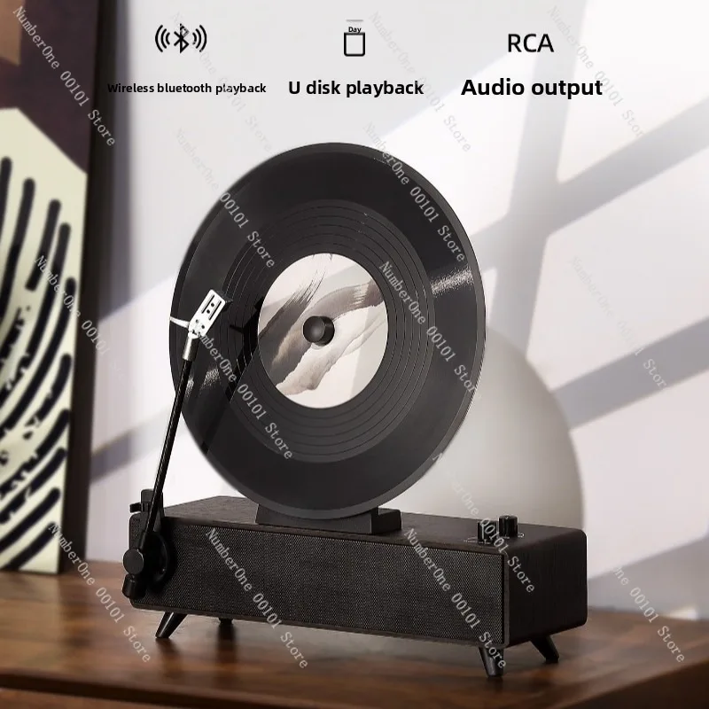 Vintage Record Player Bluetooth Speaker Turntable High End Decorative Audio System for Living Room Housewarming Gift