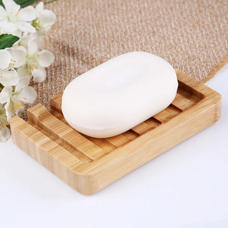

HOT Wooden Natural Bamboo Soap Dishes Tray Holder Storage Soap Rack Plate Box Container Portable Bathroom Soap Dish Storage Box
