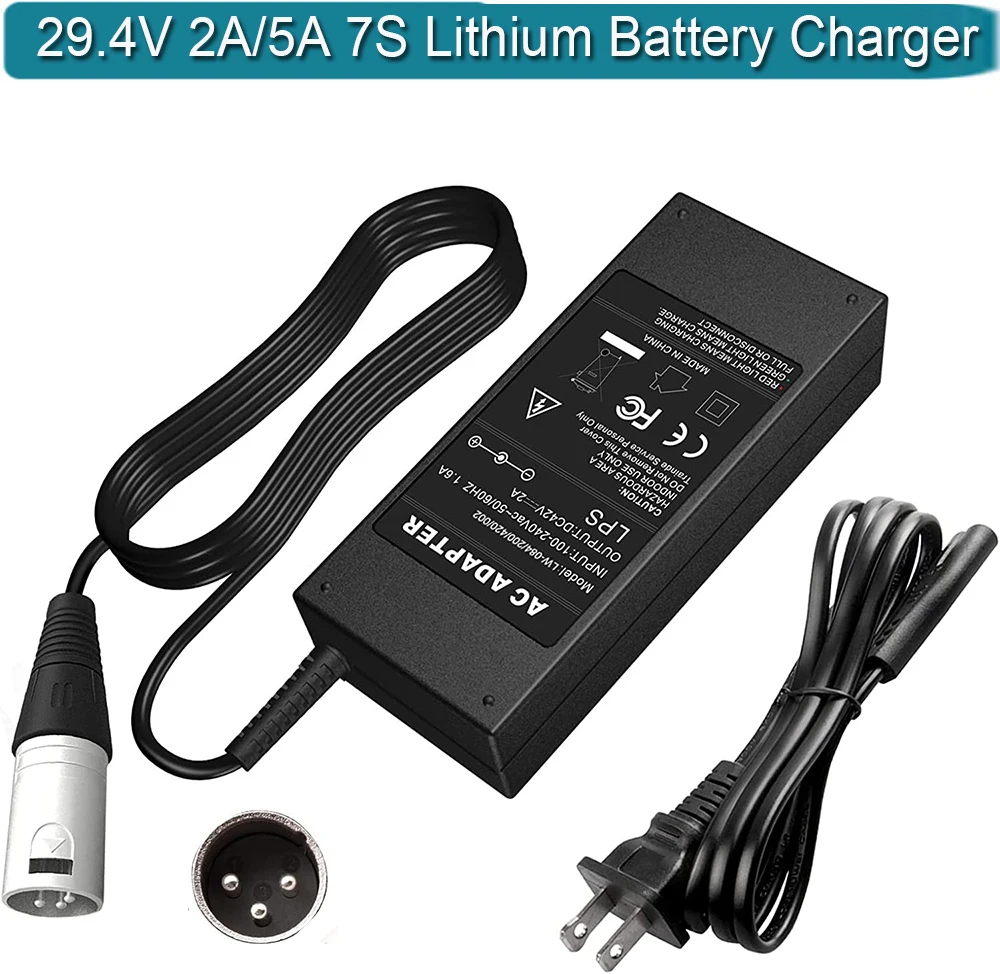 Mobility Lithium Battery Charger,29.4V 24V 2A Quality Mobility Wheelchair Lithium Battery Charger, Power Adapters XLR Connector