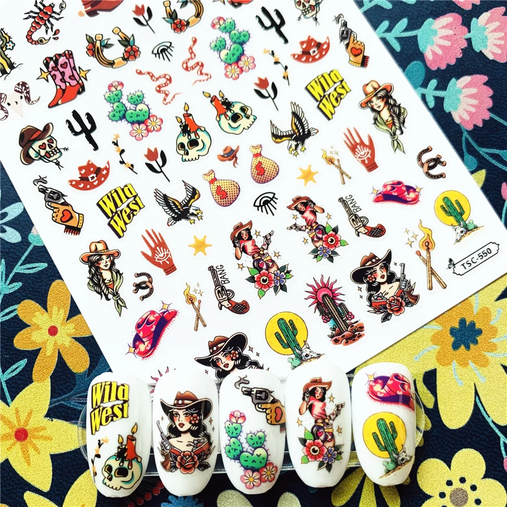 Newest TSC-550 Handsome beauty series 3d nail art stickers decal template diy nail tool decoration