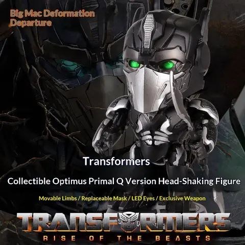 Killerbody Transformers Rise Of The Beasts Optimus Primal Q Bobble Head Figurine Led Eyes Movable Limbs Swappable Mask Collectib