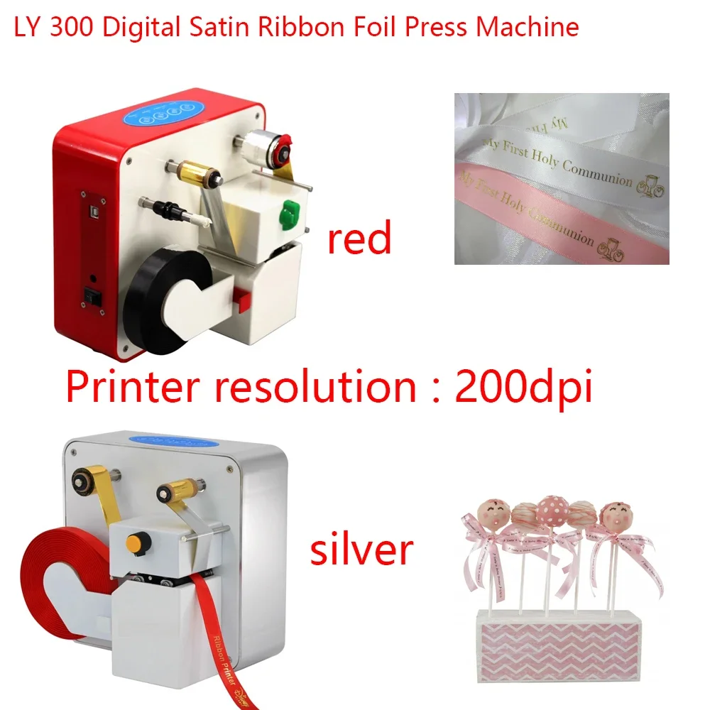 

LY-300 Digital Satin Ribbon Foil Press Stamping Machine USB Port 200DPI Hot Stamping Printer Equipment Optional Silver Red Color