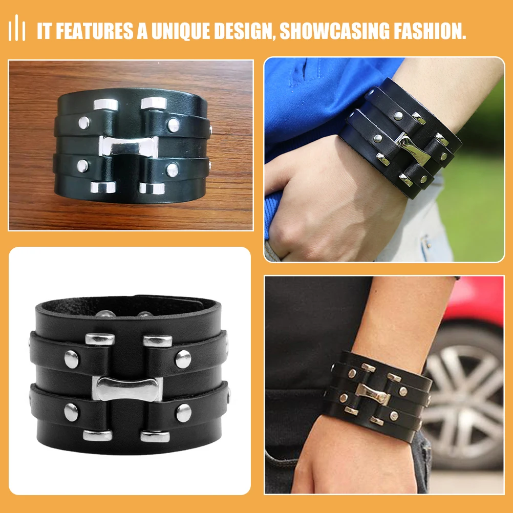 Men Bracelet Vintage Punk Style Wrist Band Fashionable Retro Wristwear Comfortable Fit for Daily Wear Unisex Gift Idea