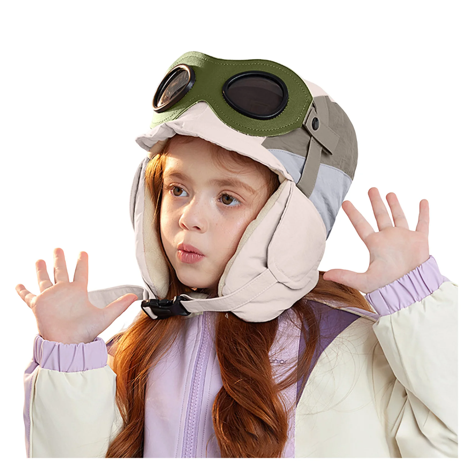 

Зимняя шапка для маленьких мальчиков, теплая шапка на флисовой подкладке для мальчиков и девочек с ушками, шапка Lei Feng, очки, футбольные шапки для детей